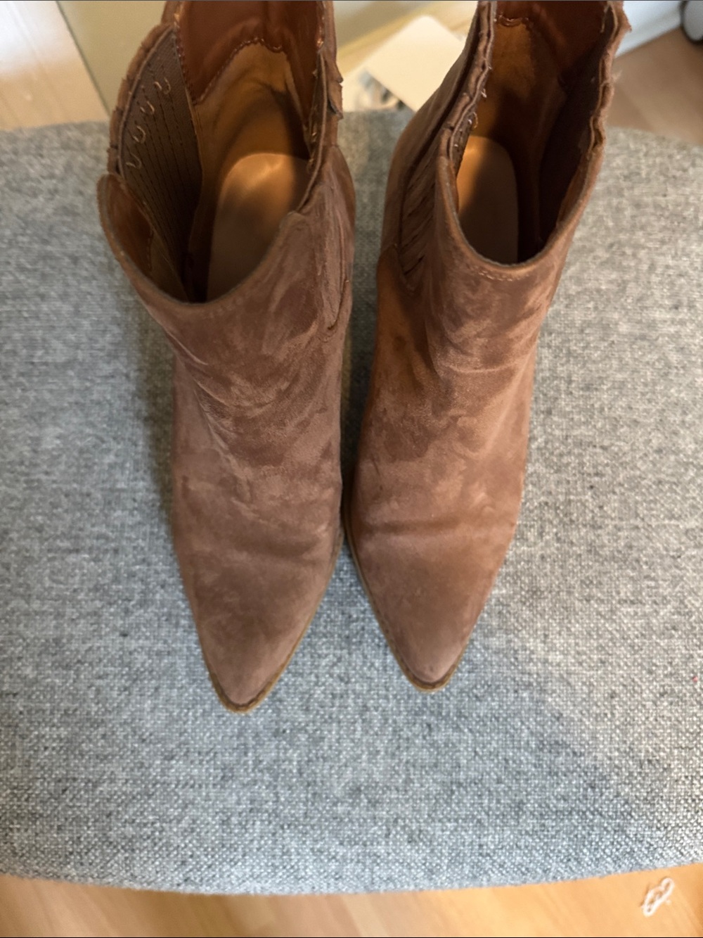 Women's Brown Suede Pointed Ankle Booties
